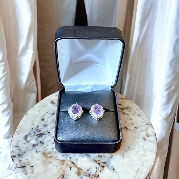 Vintage Joseph Cleary Silver Gemstone Earrings Signed JC 925 - Picture 1 of 9